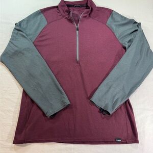 Patagonia Capilene 3 Shirt Midweight Polartec 1/4 Zip Mens L Burgundy Base Layer